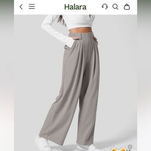 HALARA High Waisted Plicated Side Pocket Wide Leg Waffle Casual Pants